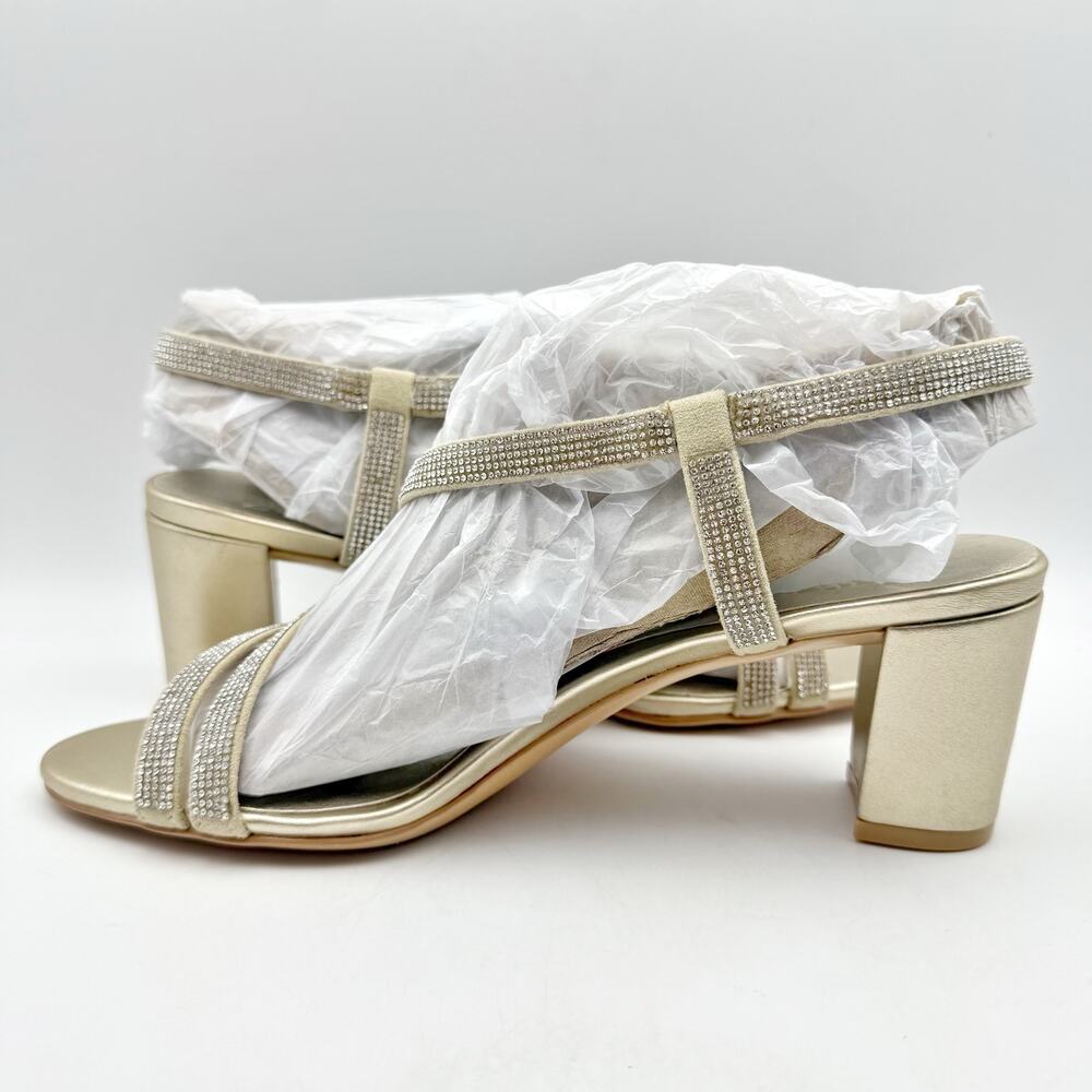 Naturalizer Womens Vanessa Sandal Heels Size 8 Gold Champagne Rhinestone NIB - Picture 8 of 13